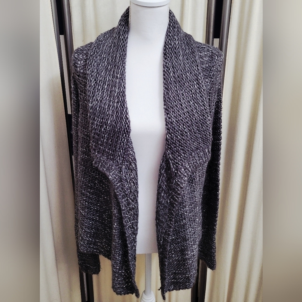 🌟 Charlotte Russe Gray & Silver Open-Front Sweater – Cozy & Chic | Size Large